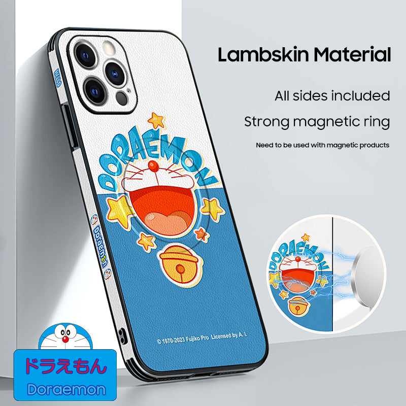 Doraemon Cartoon Leather Phone Case | iPhone MagSafe Series - A Fun and Stylish Accessory!