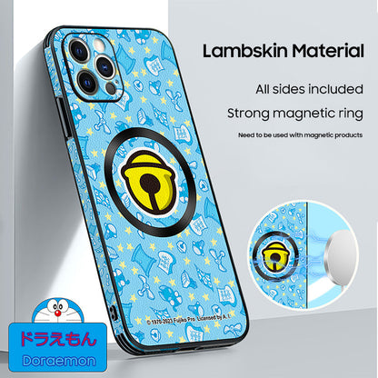 Doraemon Cartoon Leather Phone Case for iPhone with MagSafe Technology