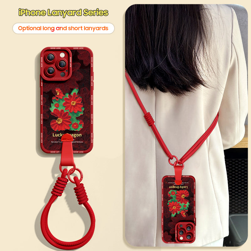 Stylish Relief Dragon Silicone Phone Case for iPhone Series with Complimentary Wrist and Cross-Body Strap!