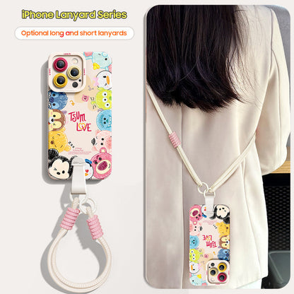 Disney-Inspired Silicone Phone Case for iPhone Series with Complimentary Wrist Rope & Cross-Body Strap