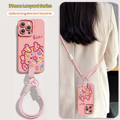 Cartoon Dragon Silicone Phone Case for iPhone Series | Includes Free Wrist Rope & Cross-Body Strap!