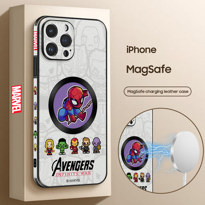 Marvel-Inspired Leather iPhone MagSafe Case Featuring Beloved Cartoon Characters