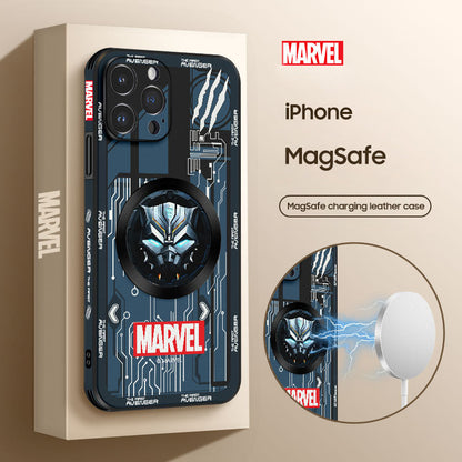 Marvelous Marvel Cartoon Leather Case for iPhone with MagSafe Compatibility