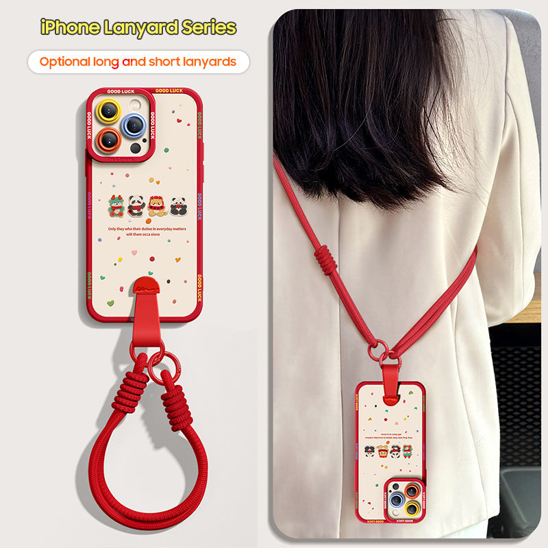 Cartoon Dragon Silicone Phone Case for iPhone Series with FREE Wrist Rope & Cross-Body Strap!