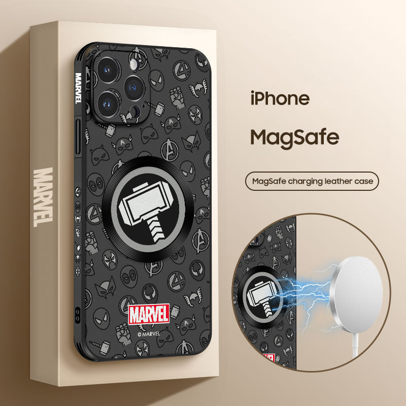 Marvel-Inspired Leather Phone Case for iPhone with MagSafe Compatibility