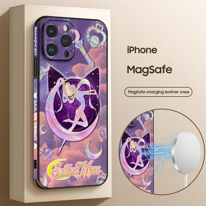 Sailor Moon Inspired Leather Phone Case with MagSafe Compatibility for iPhone