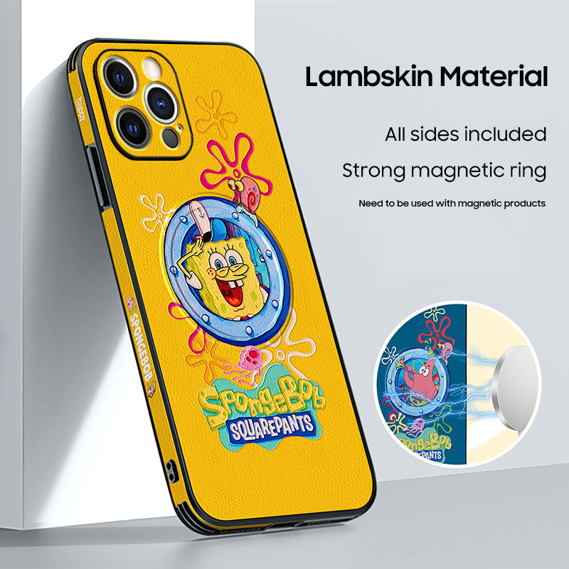 SpongeBob SquarePants Leather iPhone MagSafe Case - Fun and Stylish Protection!