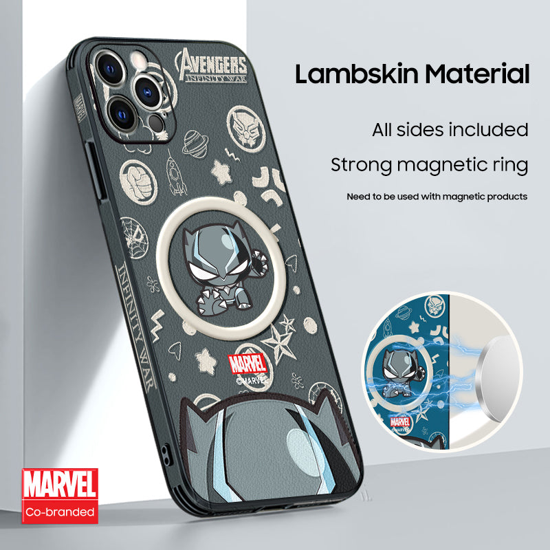 Stylish MagSafe-Compatible iPhone Case | Exclusive "Marvel" Cartoon Leather Design