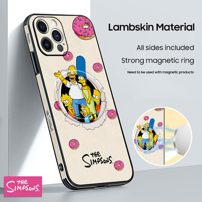 Stylish Leather iPhone MagSafe Case Featuring 'The Simpsons' - A Must-Have for Fans!