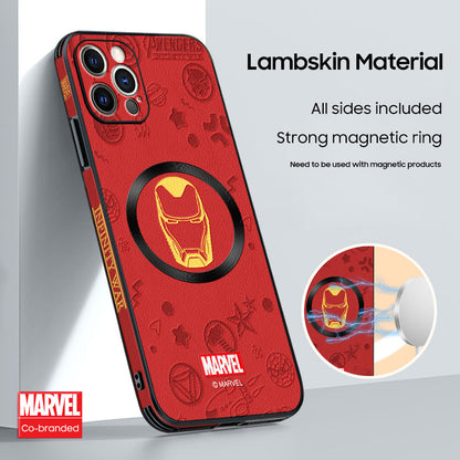 Stylish "Iron Man" Cartoon Leather Phone Case for iPhone MagSafe Series – Original Design