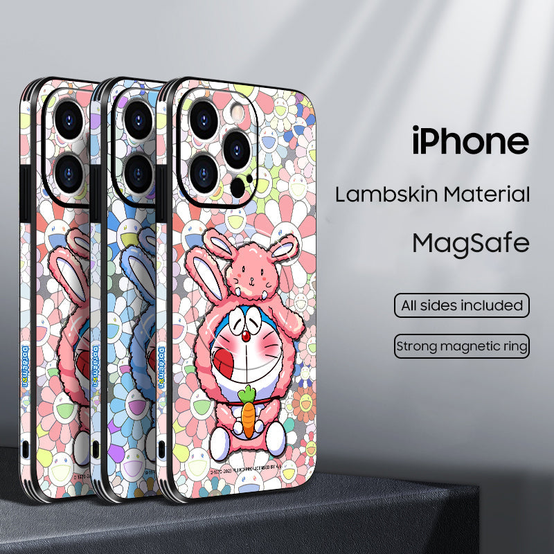 Doraemon" Cartoon Leather Case for iPhone - Original MagSafe Series Design