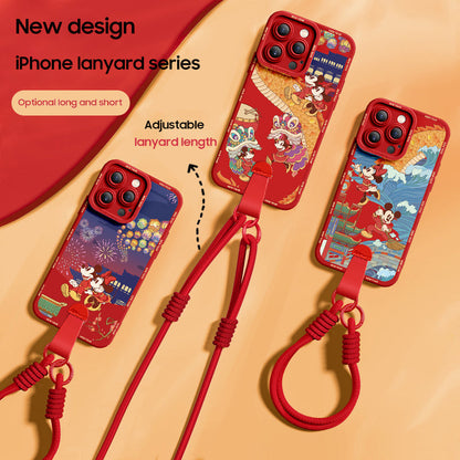 Mickey Mouse Silicone Phone Case for iPhone Series - Includes Free Wrist and Cross-Body Strap!