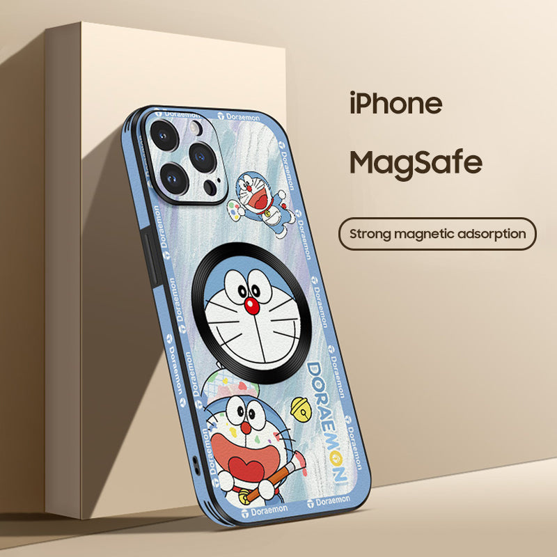 Doraemon-Themed Premium Leather iPhone MagSafe Case – Original Design