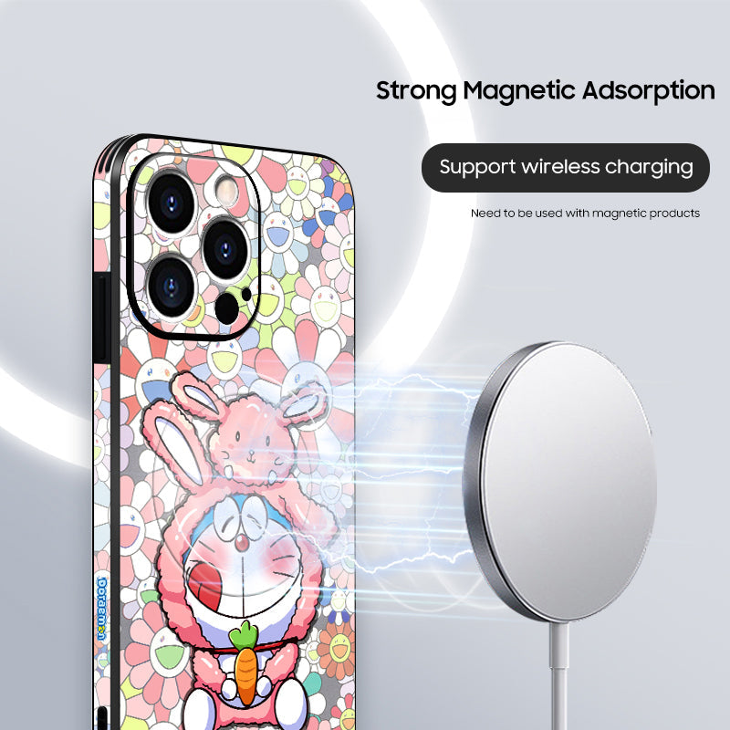 Doraemon" Cartoon Leather Case for iPhone - Original MagSafe Series Design