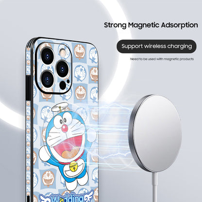 Doraemon-Inspired Leather Phone Case for iPhone MagSafe | Stylish Original Design