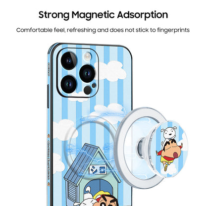 Doraemon-Inspired Leather Phone Case for iPhone with MagSafe - Original Design