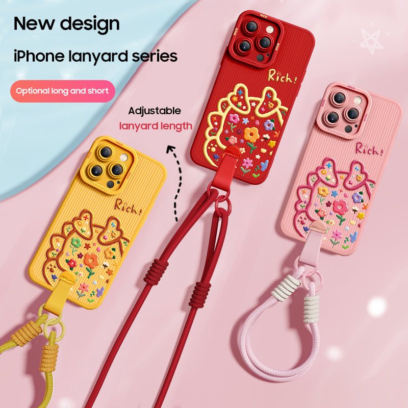 Adorable Cartoon Dragon Silicone iPhone Case with Free Wrist and Cross-Body Strap!