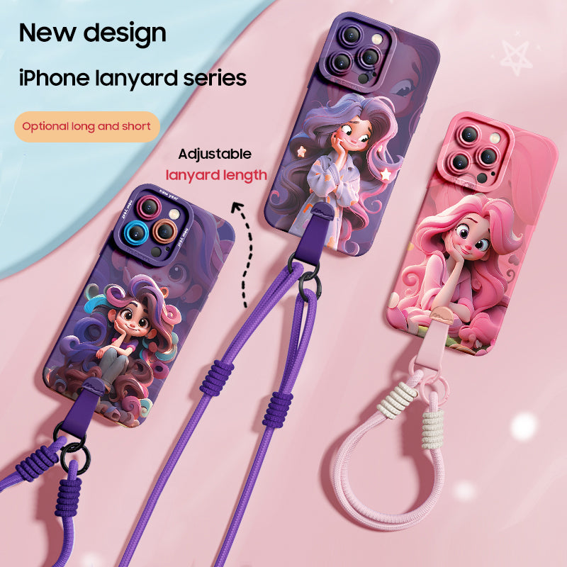 Enchanting Disney Princess Silicone Phone Case for iPhone Series with Free Wrist and Cross-Body Strap!