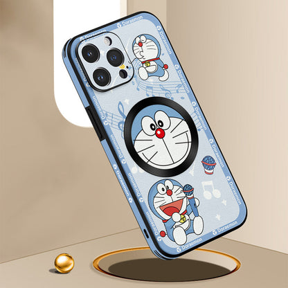 Doraemon-Themed Premium Leather iPhone MagSafe Case – Original Design