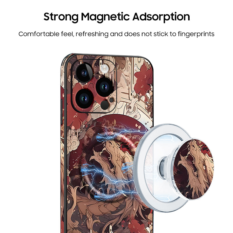 Elevate Your Style with the iPhone MagSafe "Phoenix Dragon" Cartoon Leather Case – Original Design!