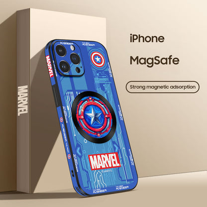 Marvelous Marvel Cartoon Leather Case for iPhone with MagSafe Compatibility