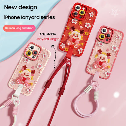 Elegant Blossom Dragon Silicone Phone Case for iPhone Series with Free Wrist and Cross-Body Strap!