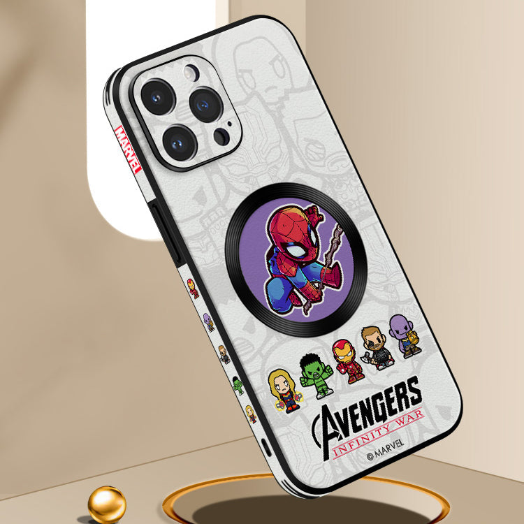 Marvel-Inspired Leather iPhone MagSafe Case Featuring Beloved Cartoon Characters