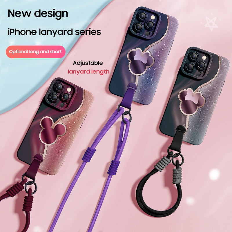 Disney-Inspired Silicone Phone Case for iPhone Series with Complimentary Wrist and Cross-Body Strap!