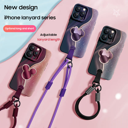 Disney-Inspired Silicone Phone Case for iPhone Series with Complimentary Wrist and Cross-Body Strap!