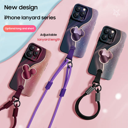 Disney-Inspired Silicone Phone Case for iPhone Series with Free Wrist & Cross-Body Strap!