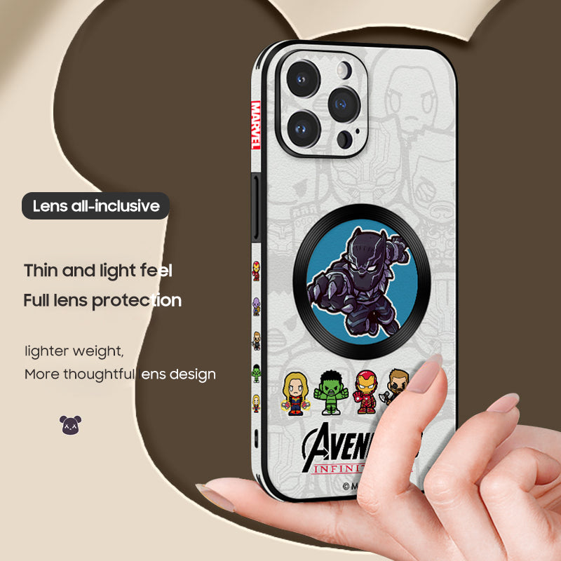 Marvel-Inspired Leather iPhone MagSafe Case Featuring Beloved Cartoon Characters