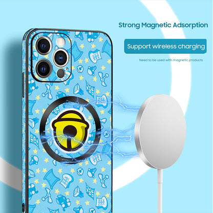 Doraemon Cartoon Leather Phone Case for iPhone with MagSafe Technology