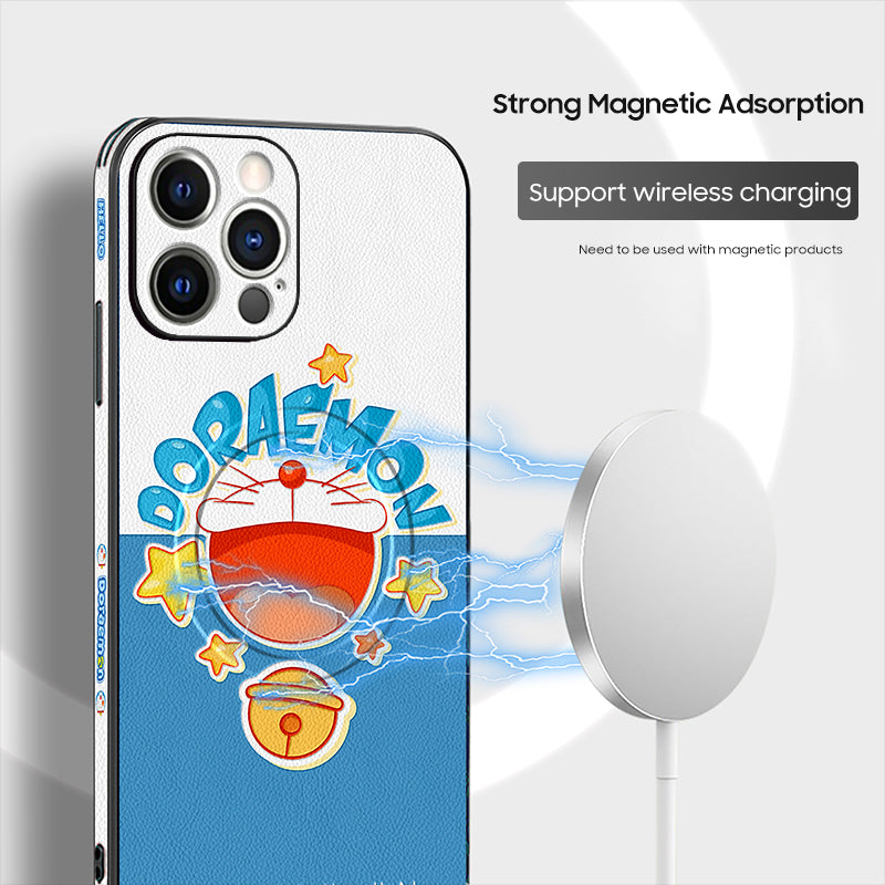 Doraemon Cartoon Leather Phone Case | iPhone MagSafe Series - A Fun and Stylish Accessory!