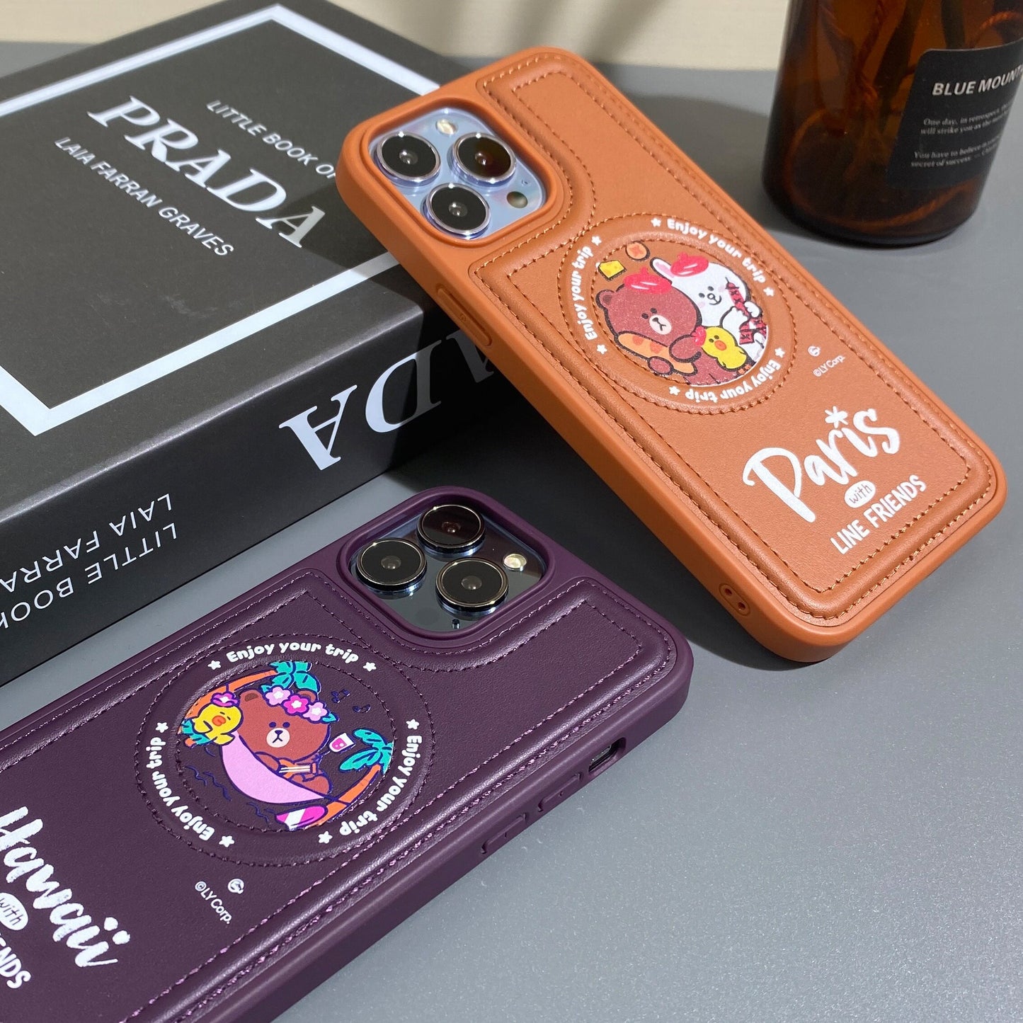 Line Friends Co-Branded Anti-Fall Leather Phone Case for iPhone with MagSafe – Stylish Protection You’ll Love!