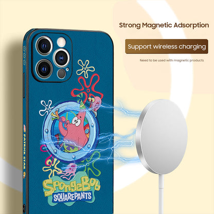 SpongeBob SquarePants Leather iPhone MagSafe Case - Fun and Stylish Protection!