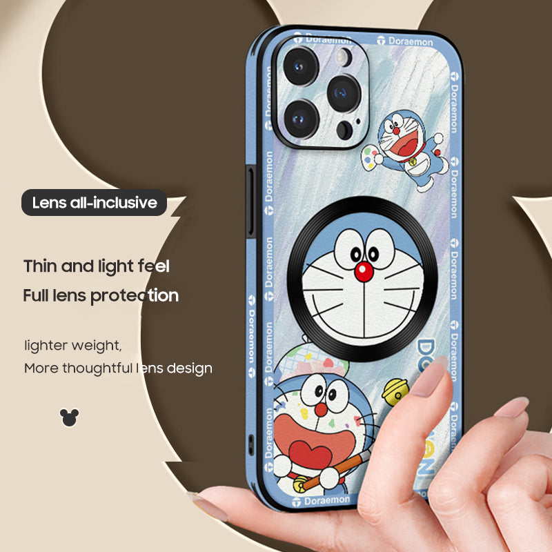 Doraemon-Themed Premium Leather iPhone MagSafe Case – Original Design