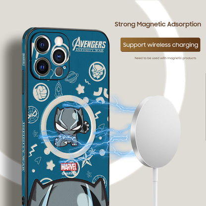 Stylish MagSafe-Compatible iPhone Case | Exclusive "Marvel" Cartoon Leather Design