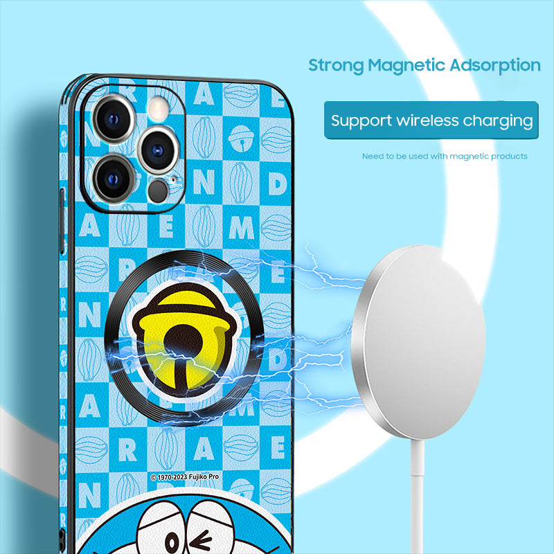 Elevate Your Style with the "Doraemon Cartoon" Leather MagSafe Case for iPhone