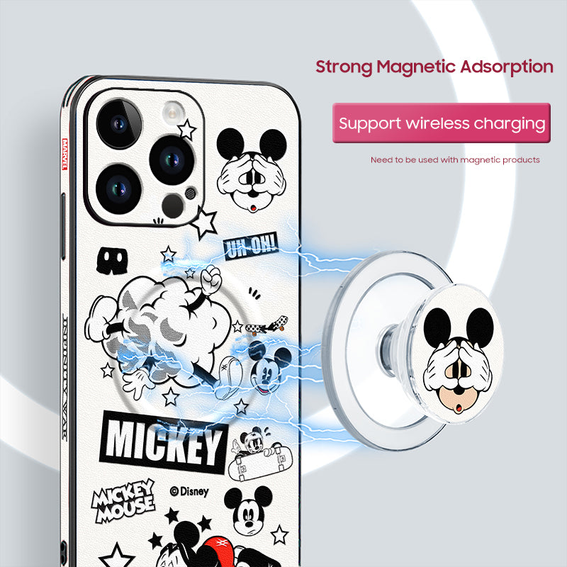 Disney-Inspired MagSafe Leather Phone Case for iPhone – Original Design