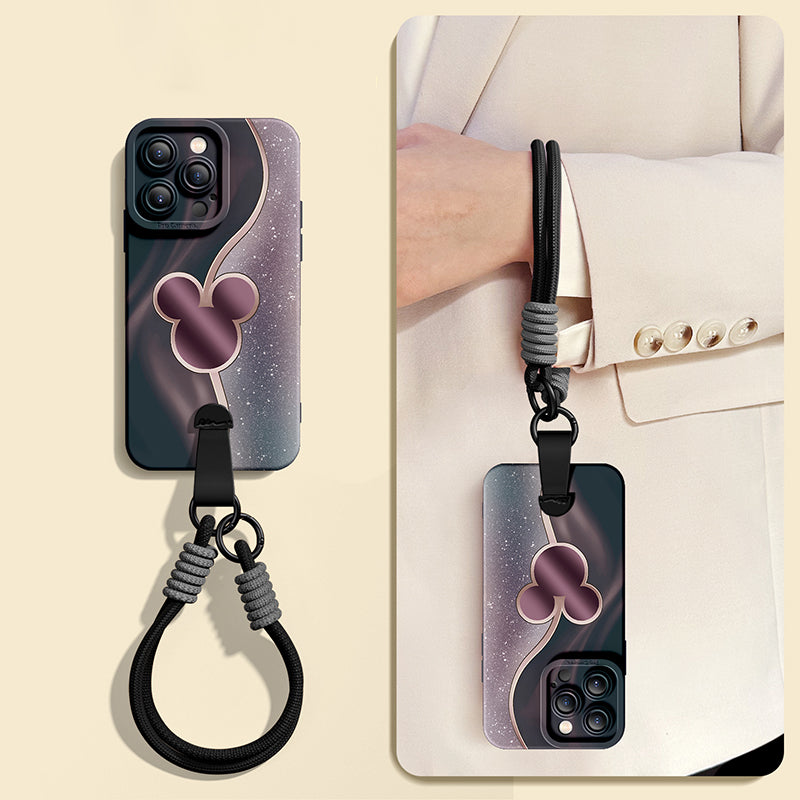 Disney-Inspired Silicone Phone Case for iPhone Series with Free Wrist & Cross-Body Strap!