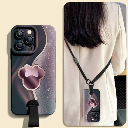 Disney-Inspired Silicone Phone Case for iPhone Series with Free Wrist & Cross-Body Strap!