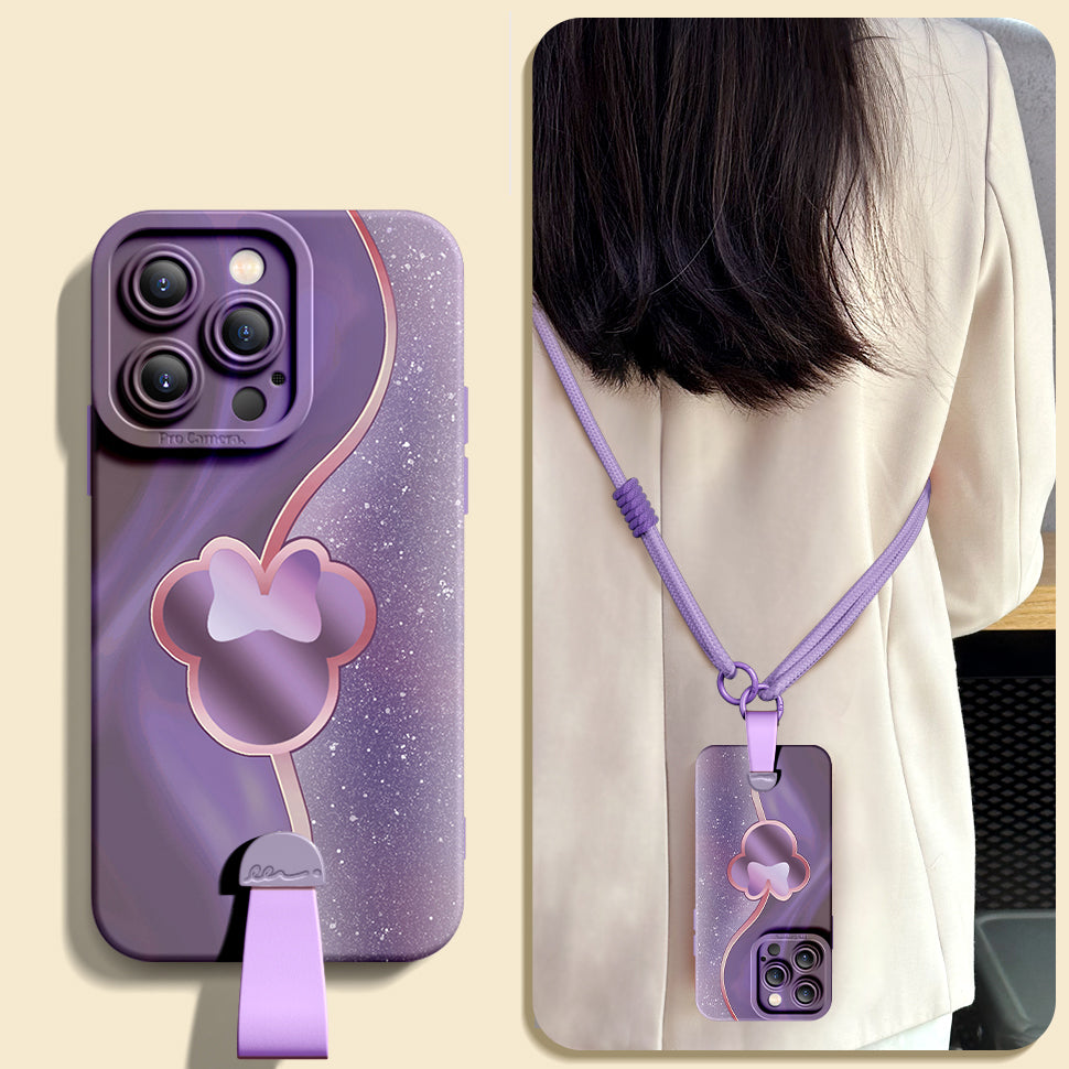 Disney-Inspired Silicone Phone Case for iPhone Series with Complimentary Wrist and Cross-Body Strap!