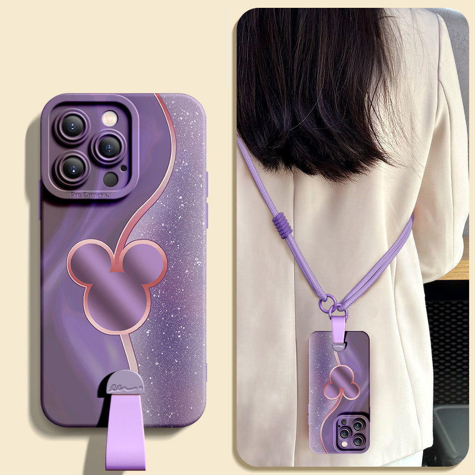 Disney-Inspired Silicone Phone Case for iPhone Series with Complimentary Wrist and Cross-Body Strap!