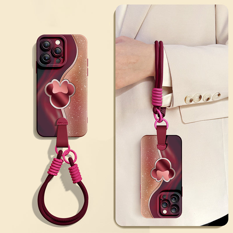 Disney-Inspired Silicone Phone Case for iPhone Series with Complimentary Wrist and Cross-Body Strap!