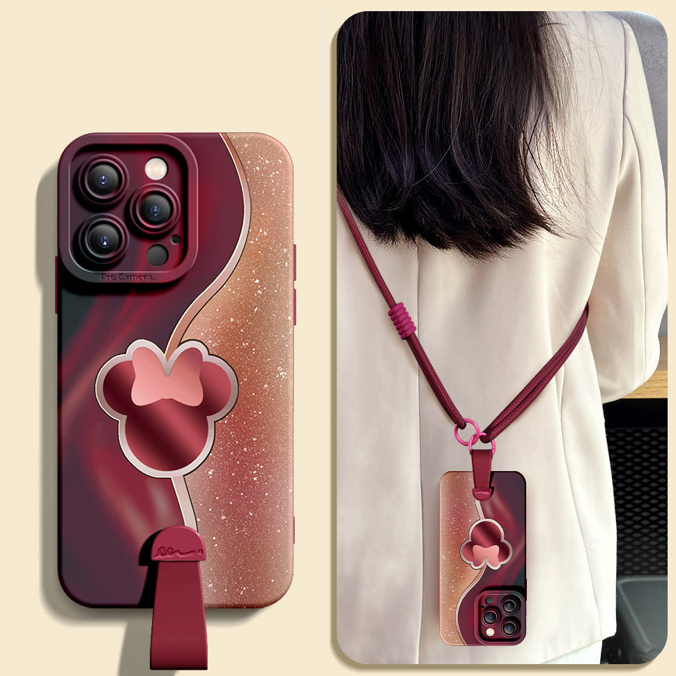 Disney-Inspired Silicone Phone Case for iPhone Series with Complimentary Wrist and Cross-Body Strap!