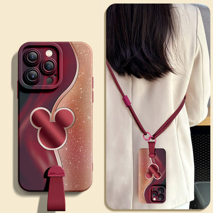 Disney-Inspired Silicone Phone Case for iPhone Series with Complimentary Wrist and Cross-Body Strap!