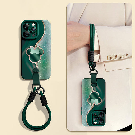 Disney-Inspired Silicone Phone Case for iPhone Series with Free Wrist and Cross-Body Strap!