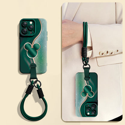 Disney-Inspired Silicone Phone Case for iPhone Series with Free Wrist and Cross-Body Strap!