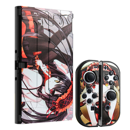 Stylish Kurumi Tokisaki Game-Themed Protective Case for Nintendo Switch OLED