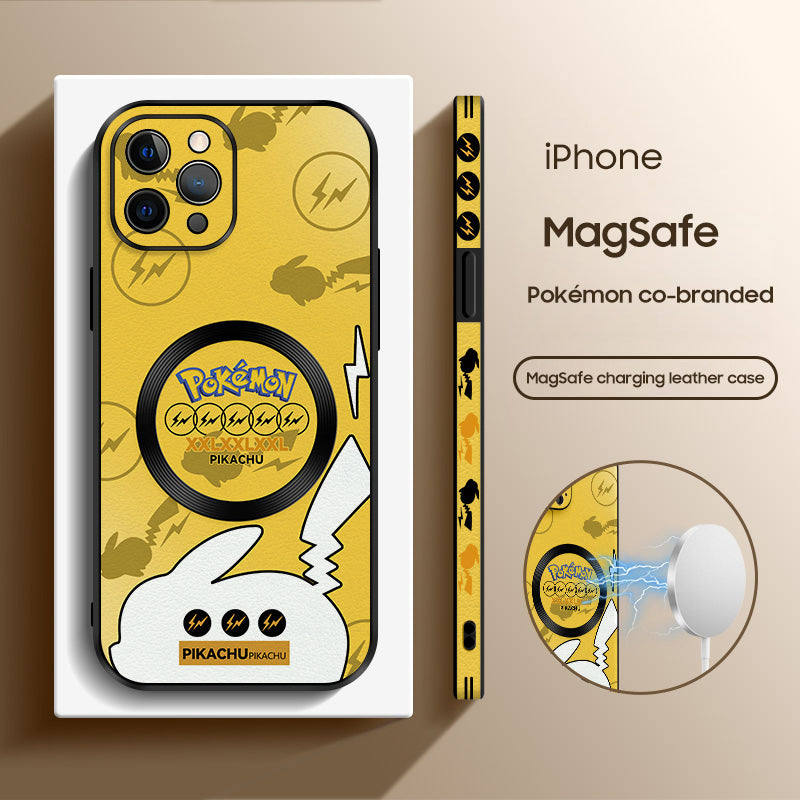 Pokémon-Inspired Leather Phone Case with MagSafe Compatibility for iPhone